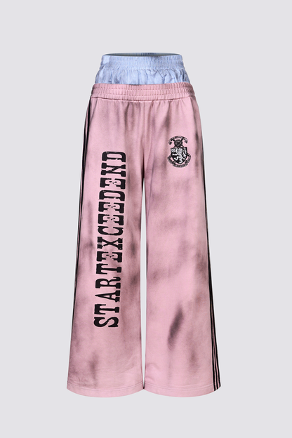 Space Mood Print Straight Pants