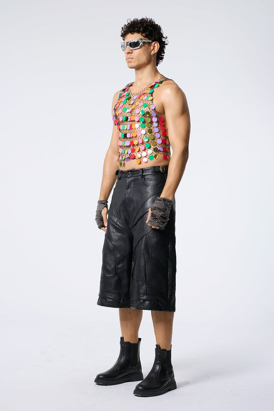 Sparkle Ray Rhinestone Mesh Sleeveless Top