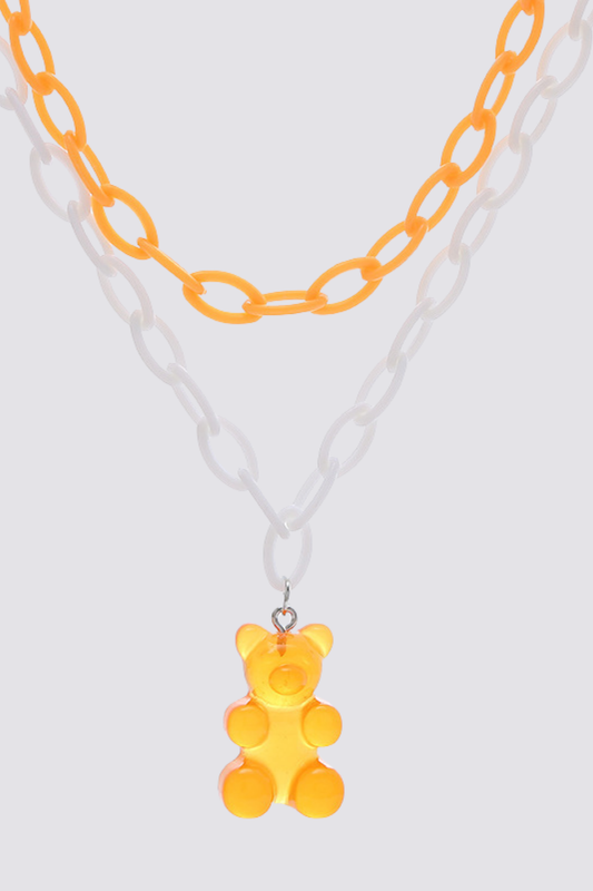 Spectrum Ring Bear Acrylic Necklace Orange
