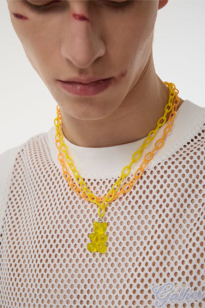 Spectrum Ring Bear Acrylic Necklace Yellow