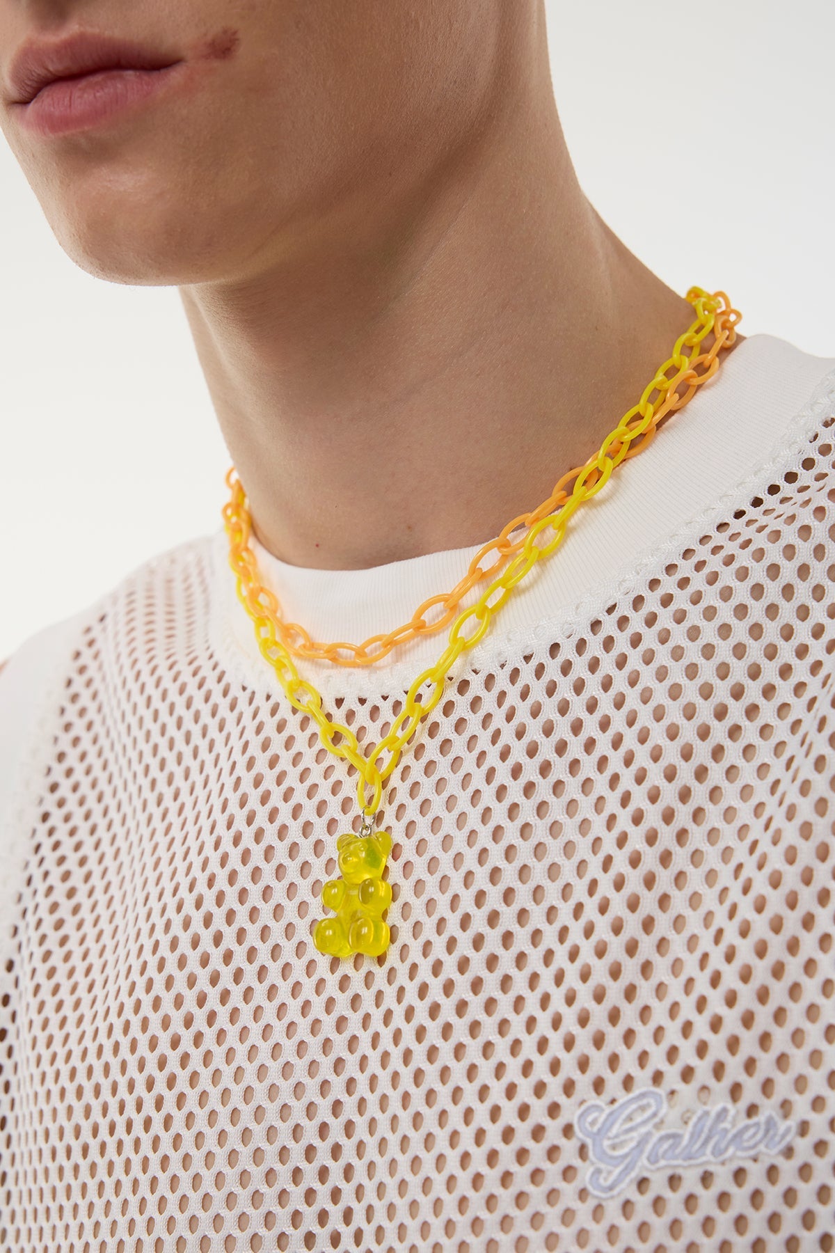 Spectrum Ring Bear Acrylic Necklace Yellow