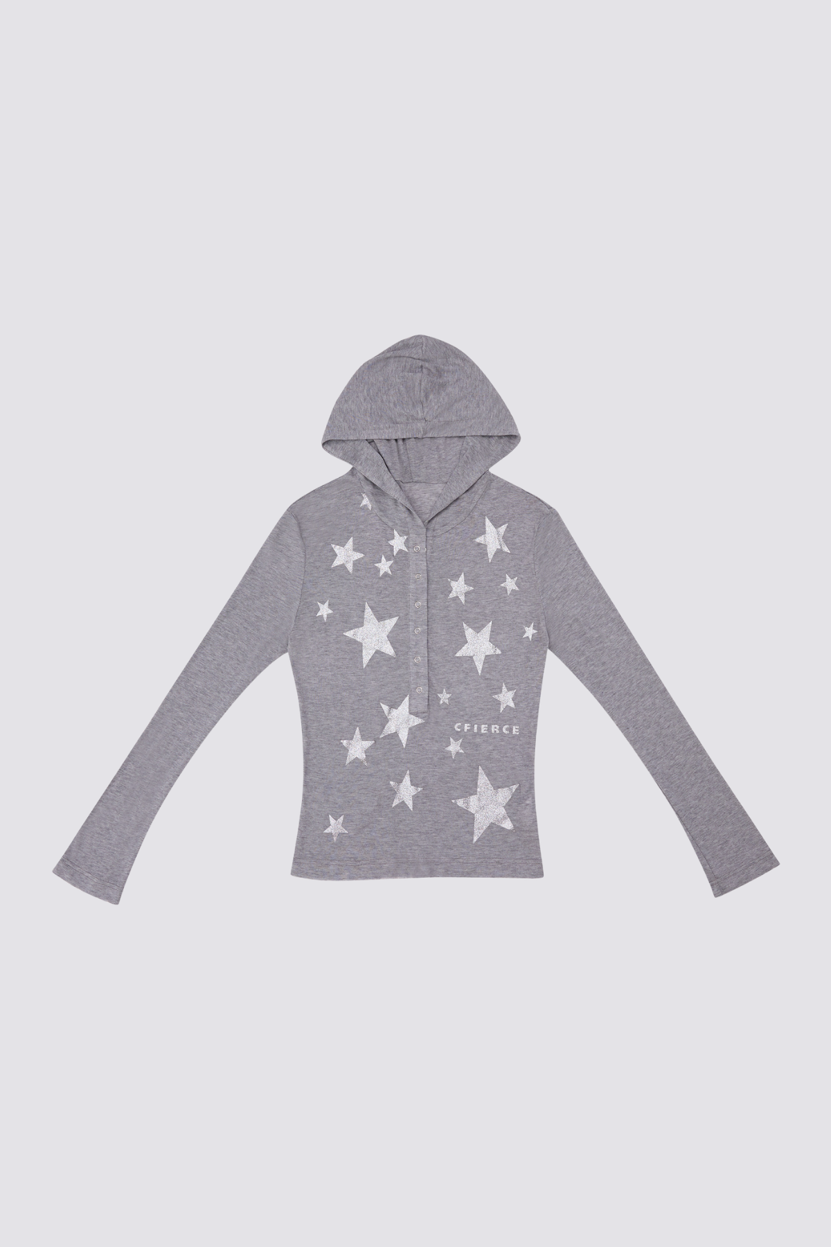 Spliced Sense Star Print Hooded Long Sleeve Top