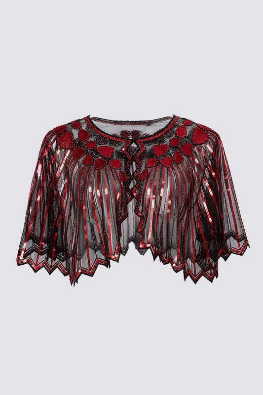 Stardust Shine Sequin Mesh Cape Red