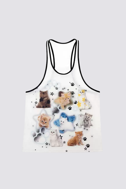 Stark Icon Y2K Cat Print Tank Top