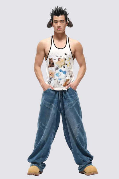 Stark Icon Y2K Cat Print Tank Top