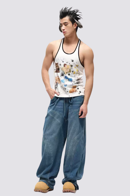 Stark Icon Y2K Cat Print Tank Top
