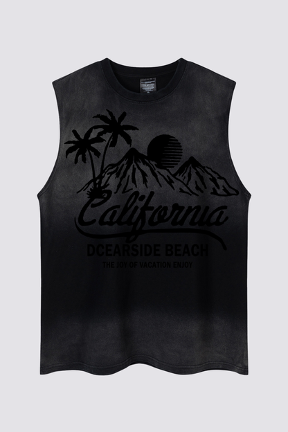 Stark Motif Sleeveless Print Top Black
