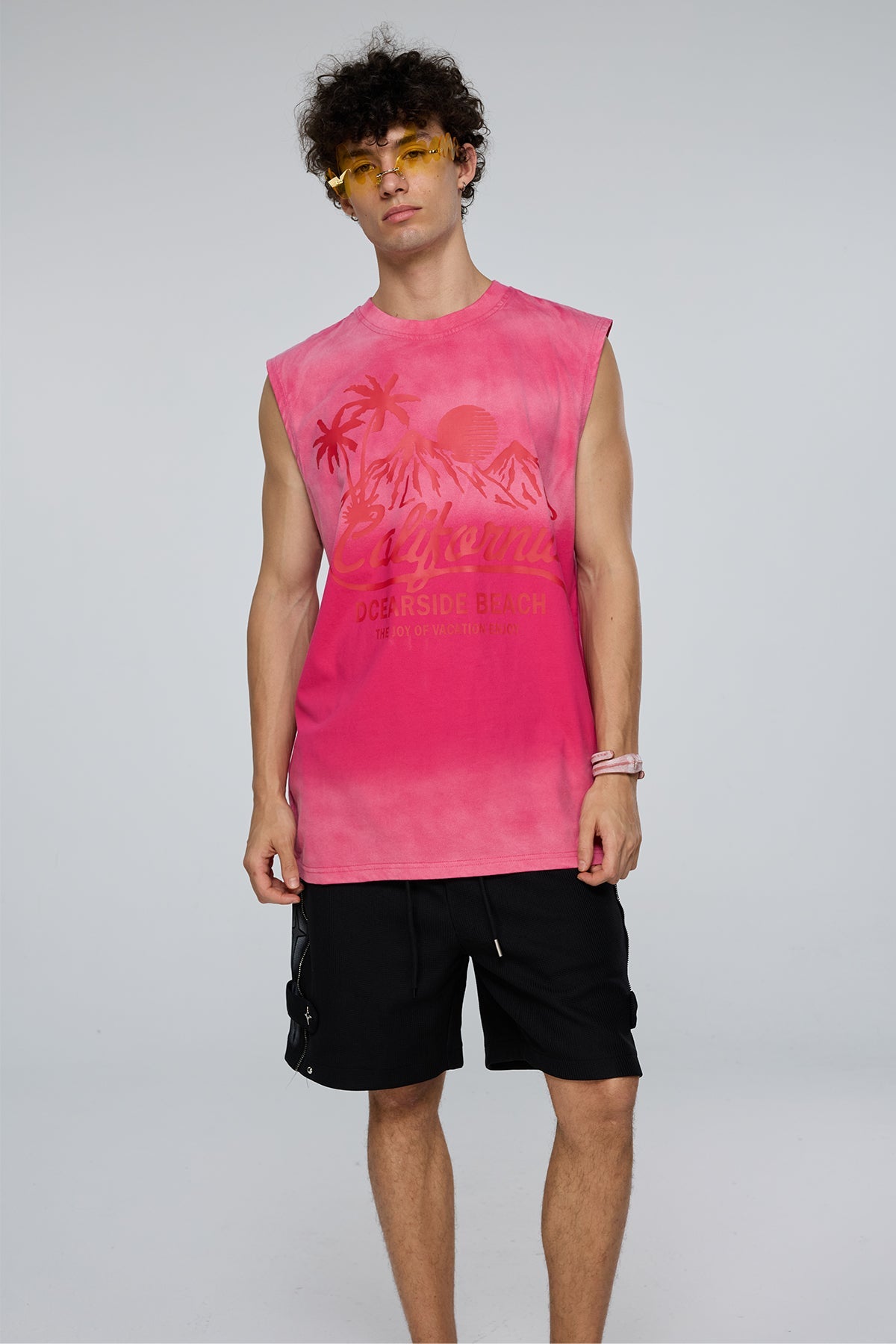 Stark Motif Sleeveless Print Top Pink