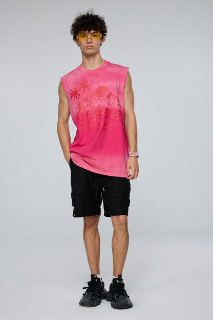 Stark Motif Sleeveless Print Top Pink