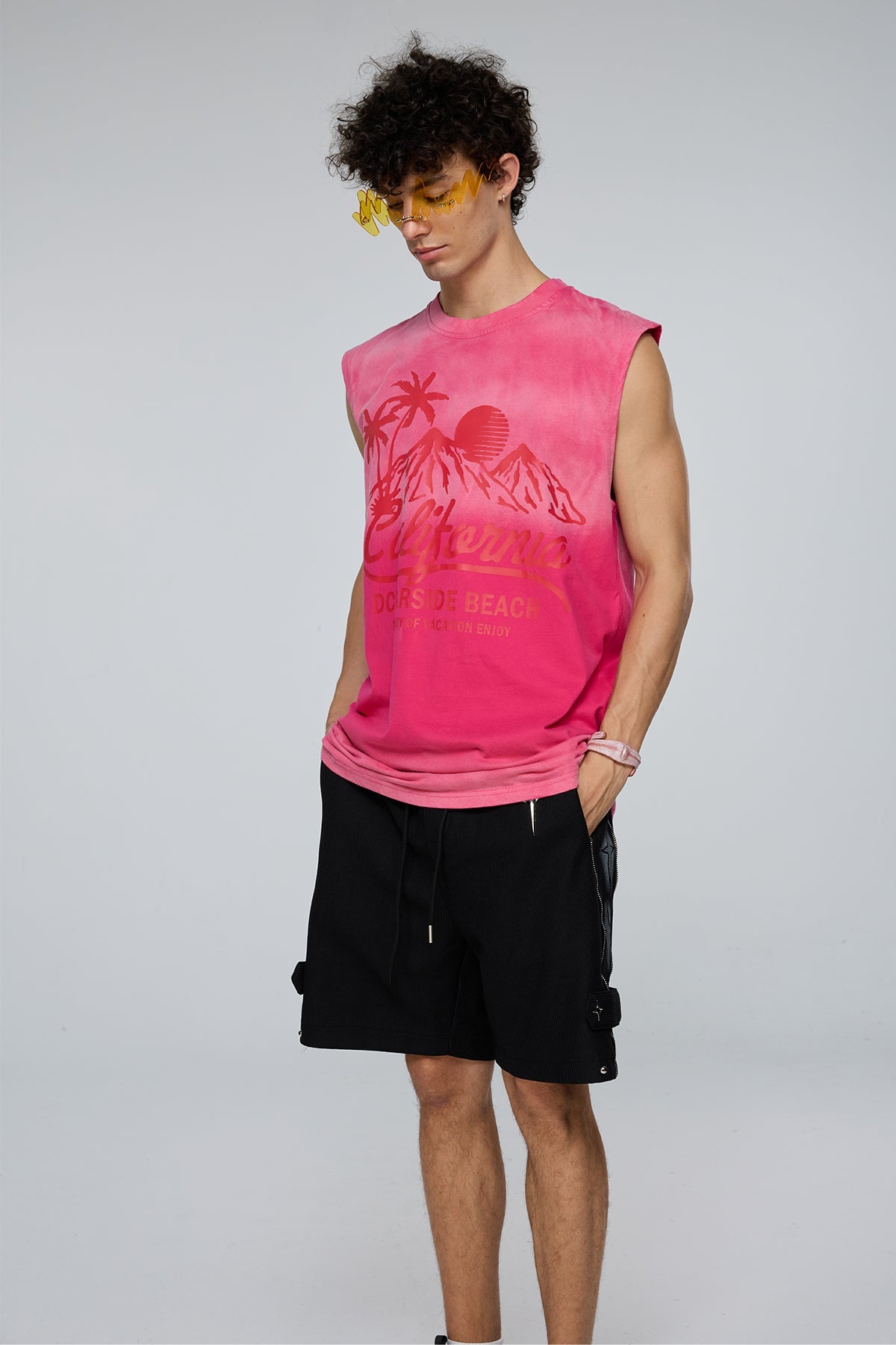 Stark Motif Sleeveless Print Top Pink