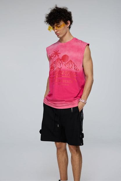 Stark Motif Sleeveless Print Top Pink