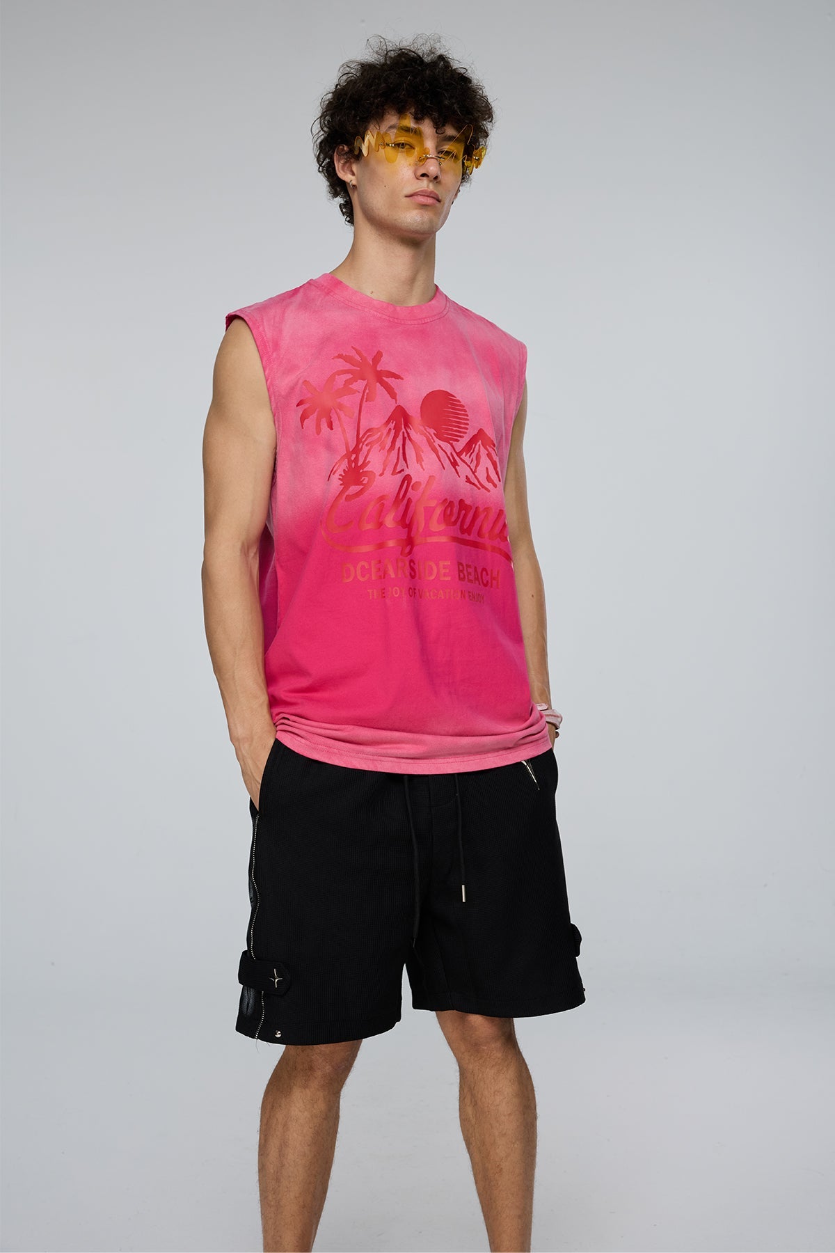 Stark Motif Sleeveless Print Top Pink