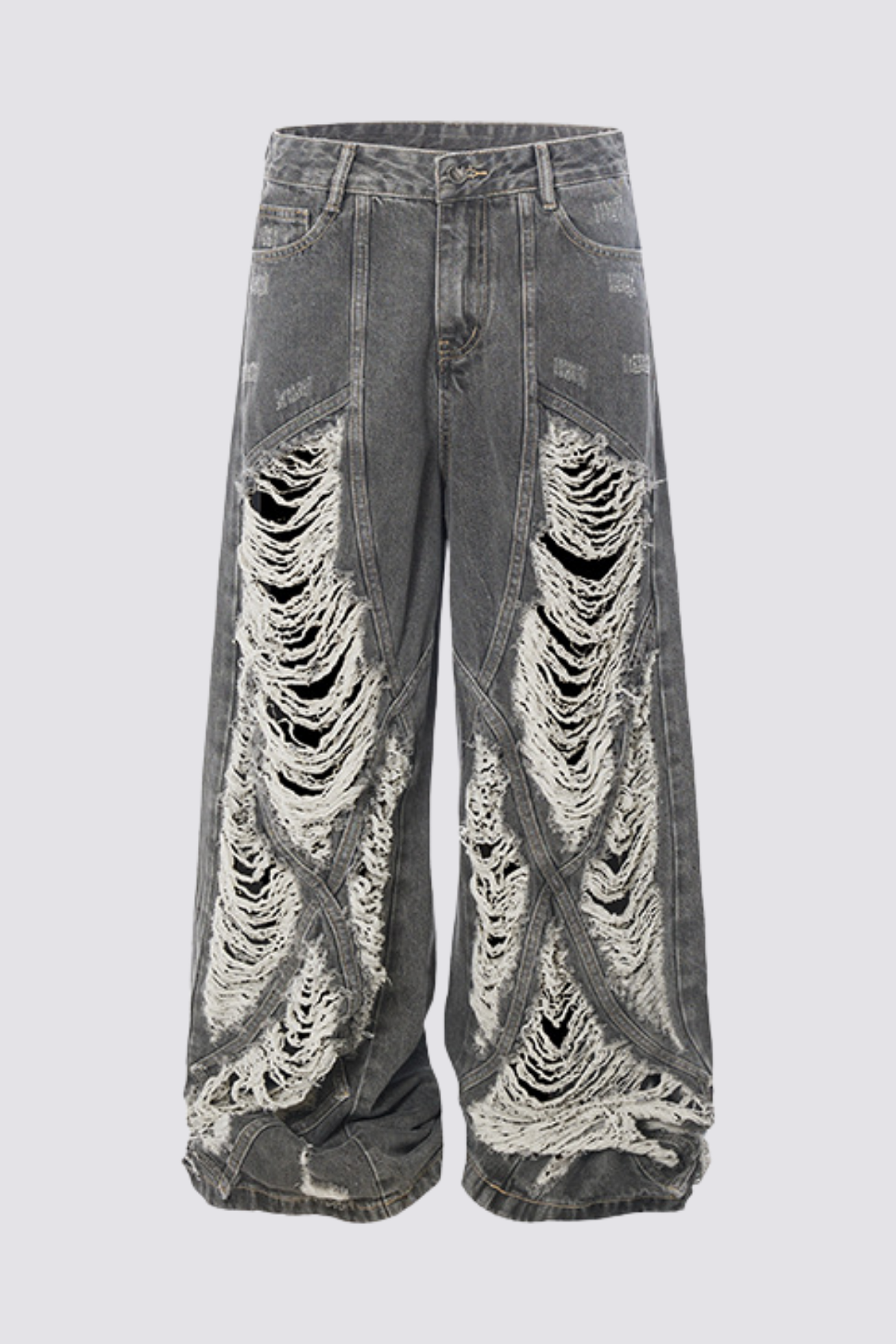 Stark Rinse Ripped Wide Leg Jeans