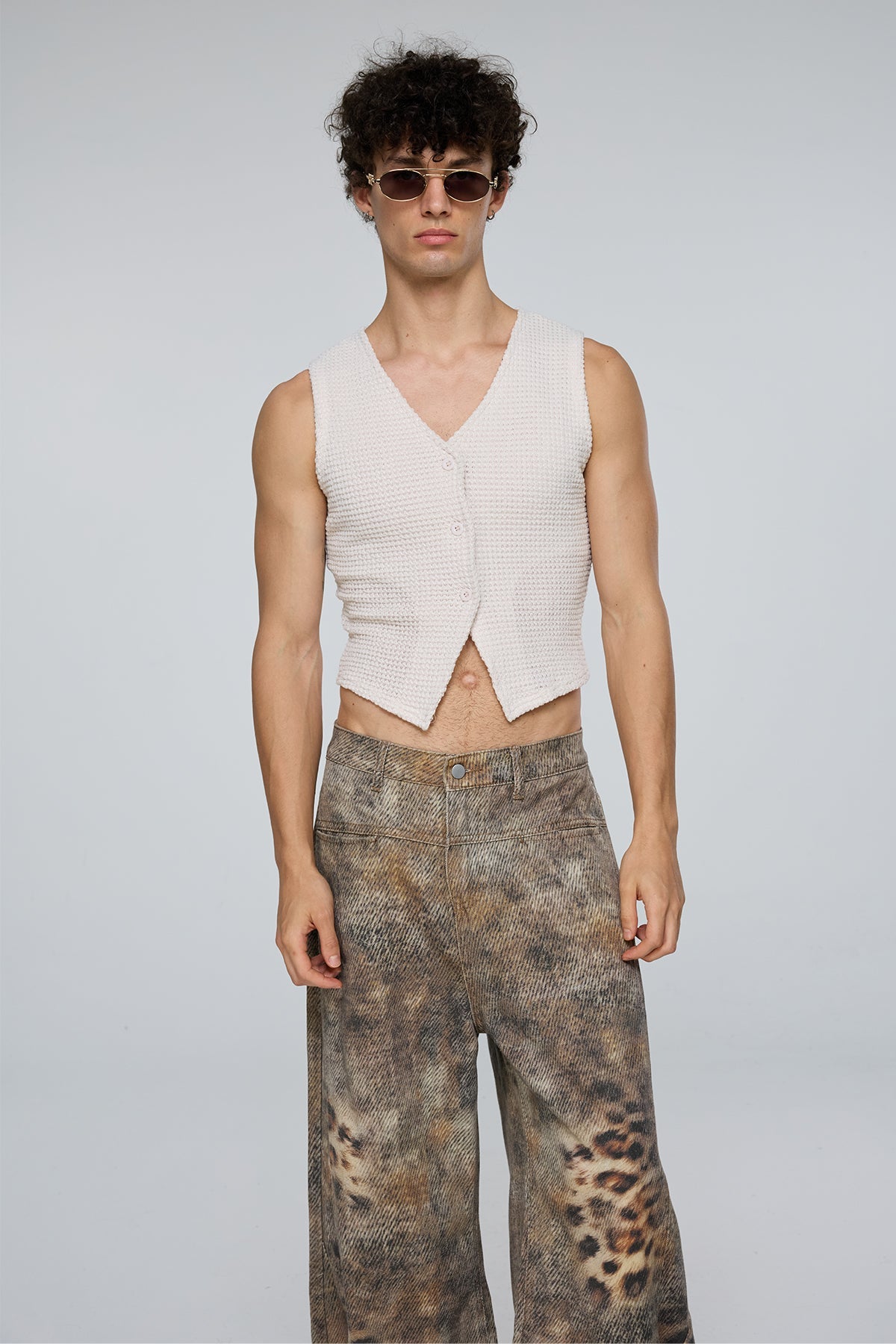 Stark Stitch Sleeveless V Neck Crop Vest