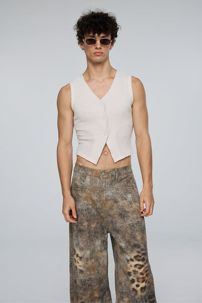 Stark Stitch Sleeveless V Neck Crop Vest