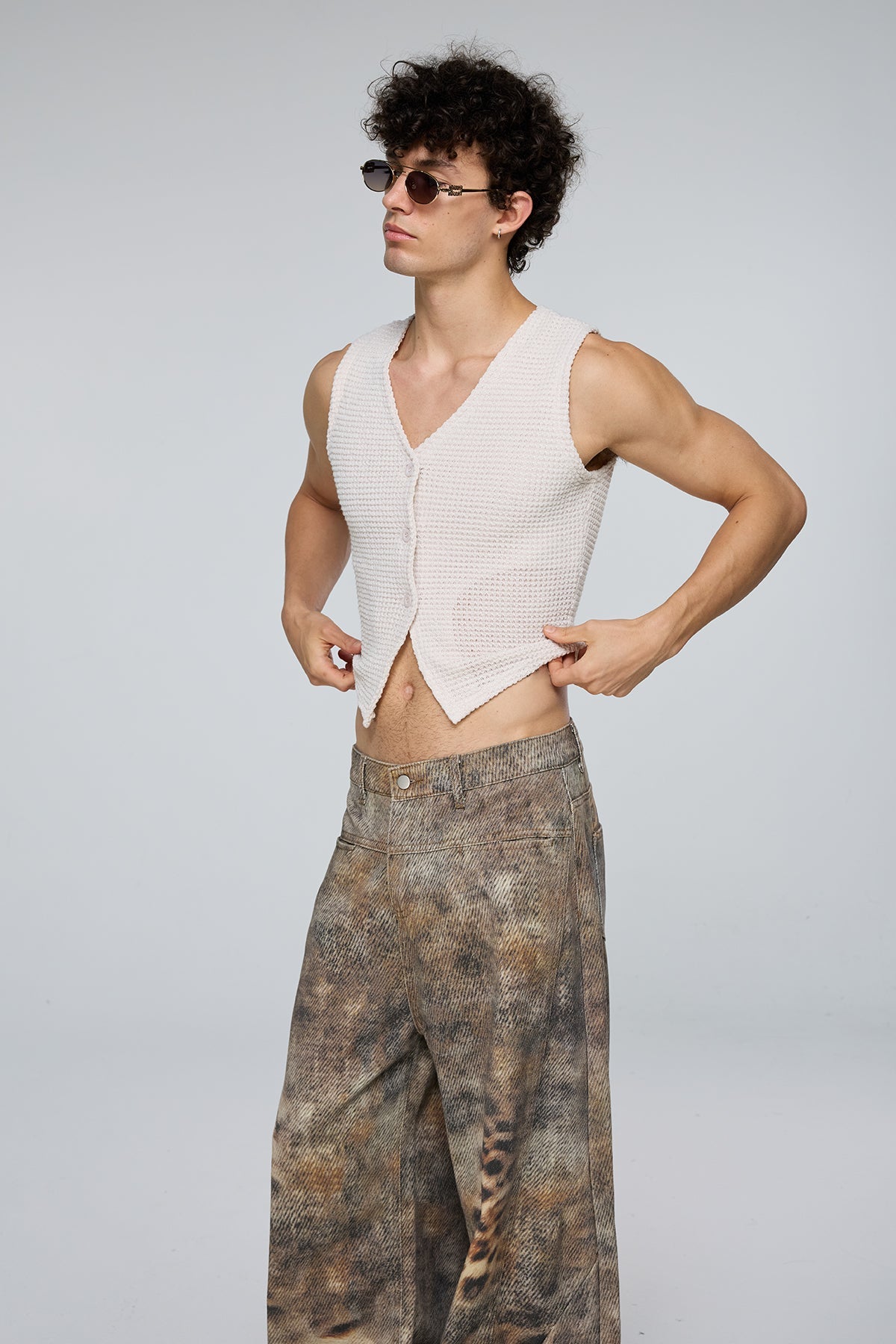 Stark Stitch Sleeveless V Neck Crop Vest