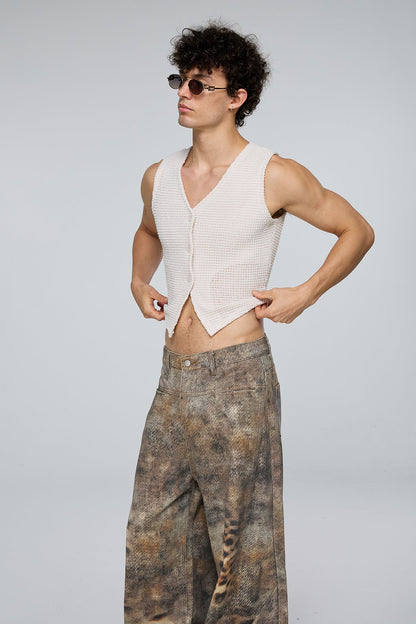 Stark Stitch Sleeveless V Neck Crop Vest