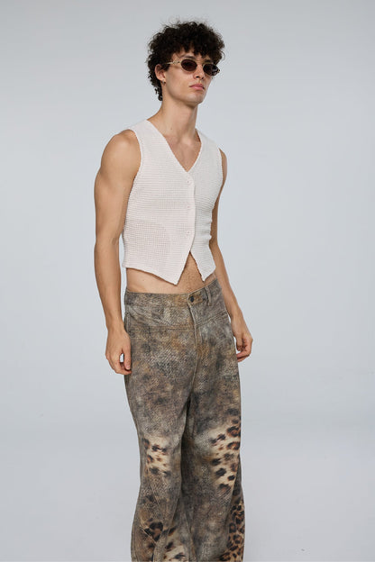 Stark Stitch Sleeveless V Neck Crop Vest