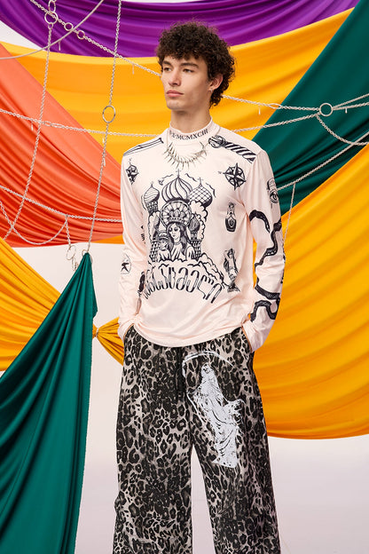 Stark Symbol Print Long Sleeve Top