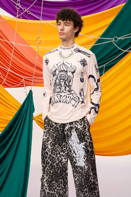 Stark Symbol Print Long Sleeve Top