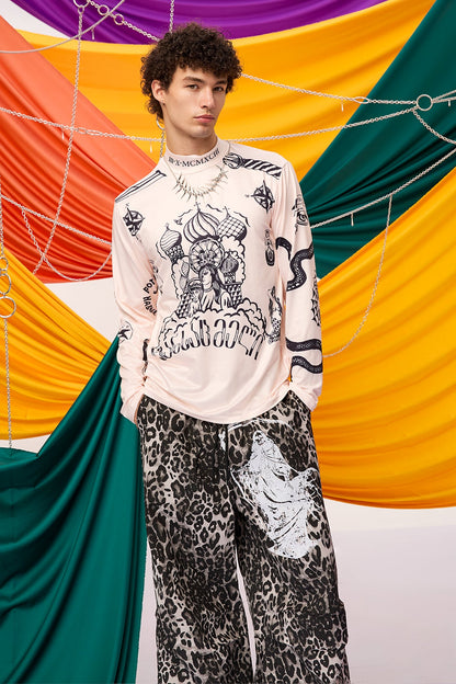 Stark Symbol Print Long Sleeve Top