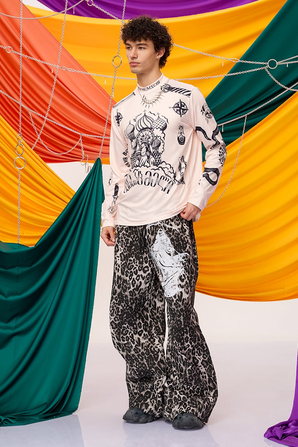 Stark Symbol Print Long Sleeve Top