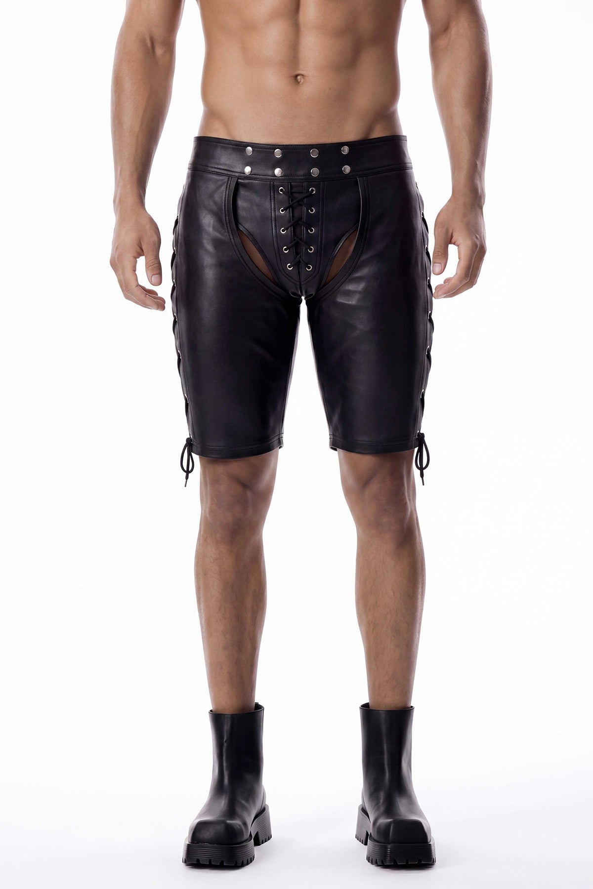 Static Chino Leather Lace Up Shorts