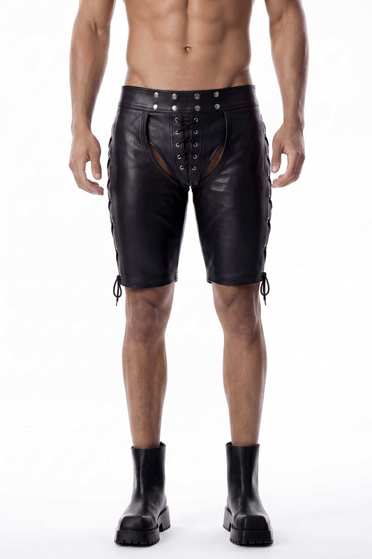 Static Chino Leather Lace Up Shorts