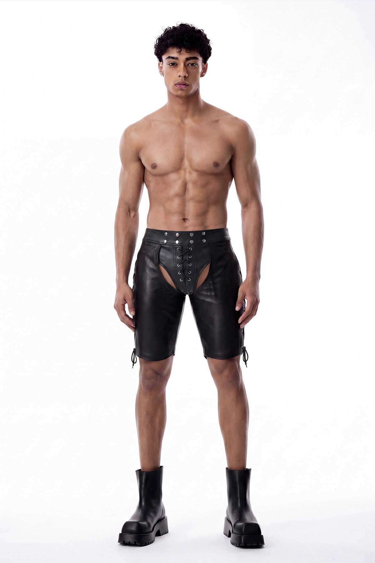Static Chino Leather Lace Up Shorts