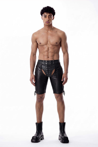 Static Chino Leather Lace Up Shorts