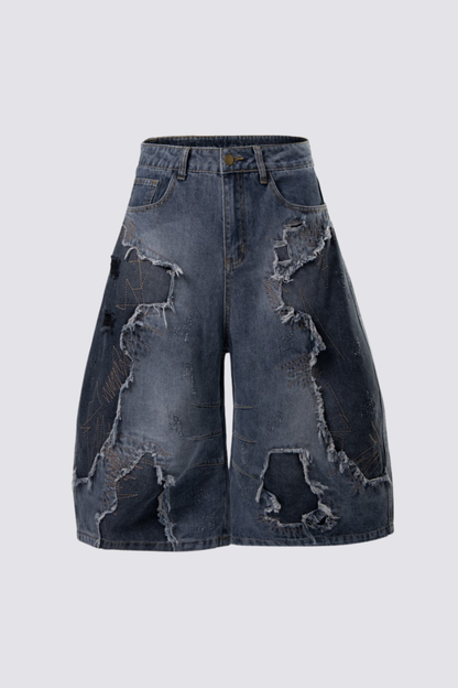 Static Drift Barrel Embroidered Capri Jeans