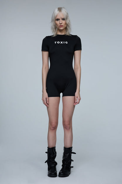 Static Noir Print Short Sleeve Playsuit