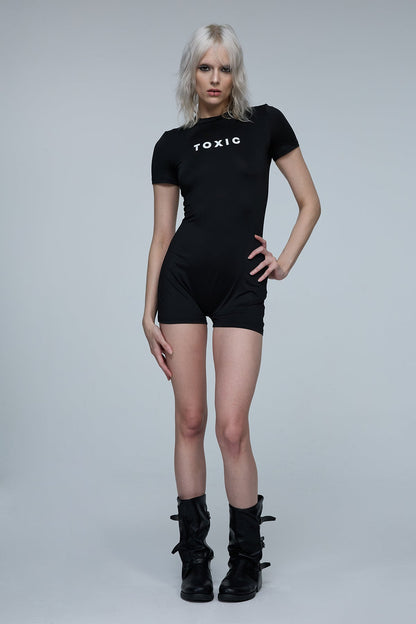 Static Noir Print Short Sleeve Playsuit
