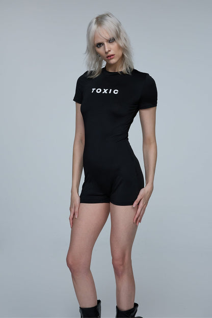 Static Noir Print Short Sleeve Playsuit