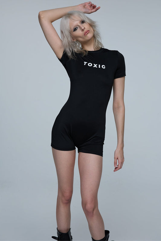 Static Noir Print Short Sleeve Playsuit