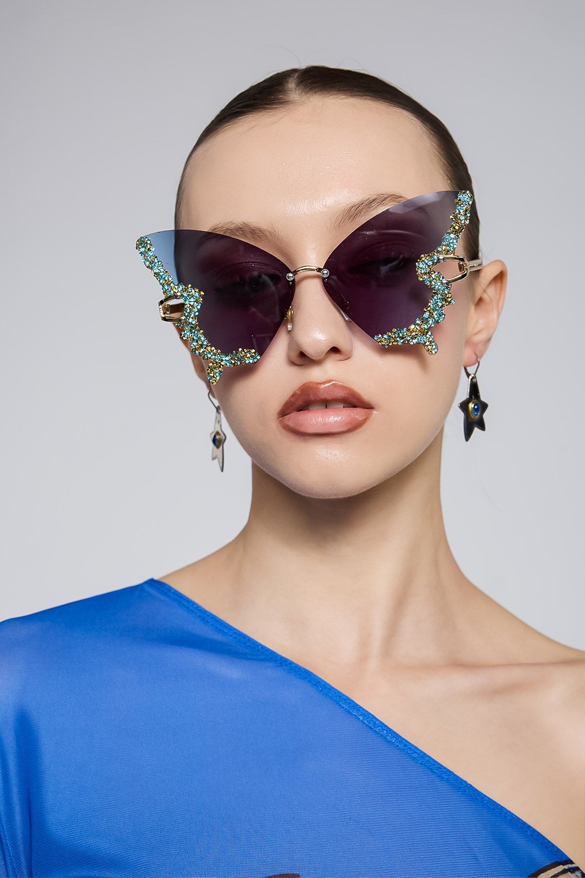 Static Shield Butterfly Rhinestone Sunglasses