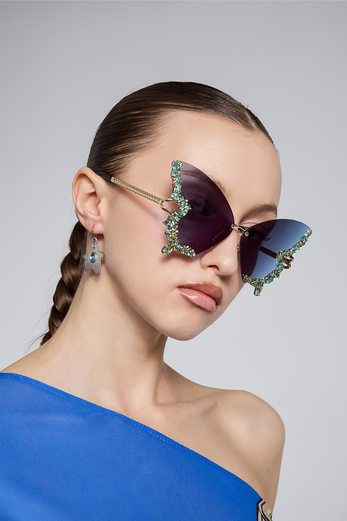Static Shield Butterfly Rhinestone Sunglasses