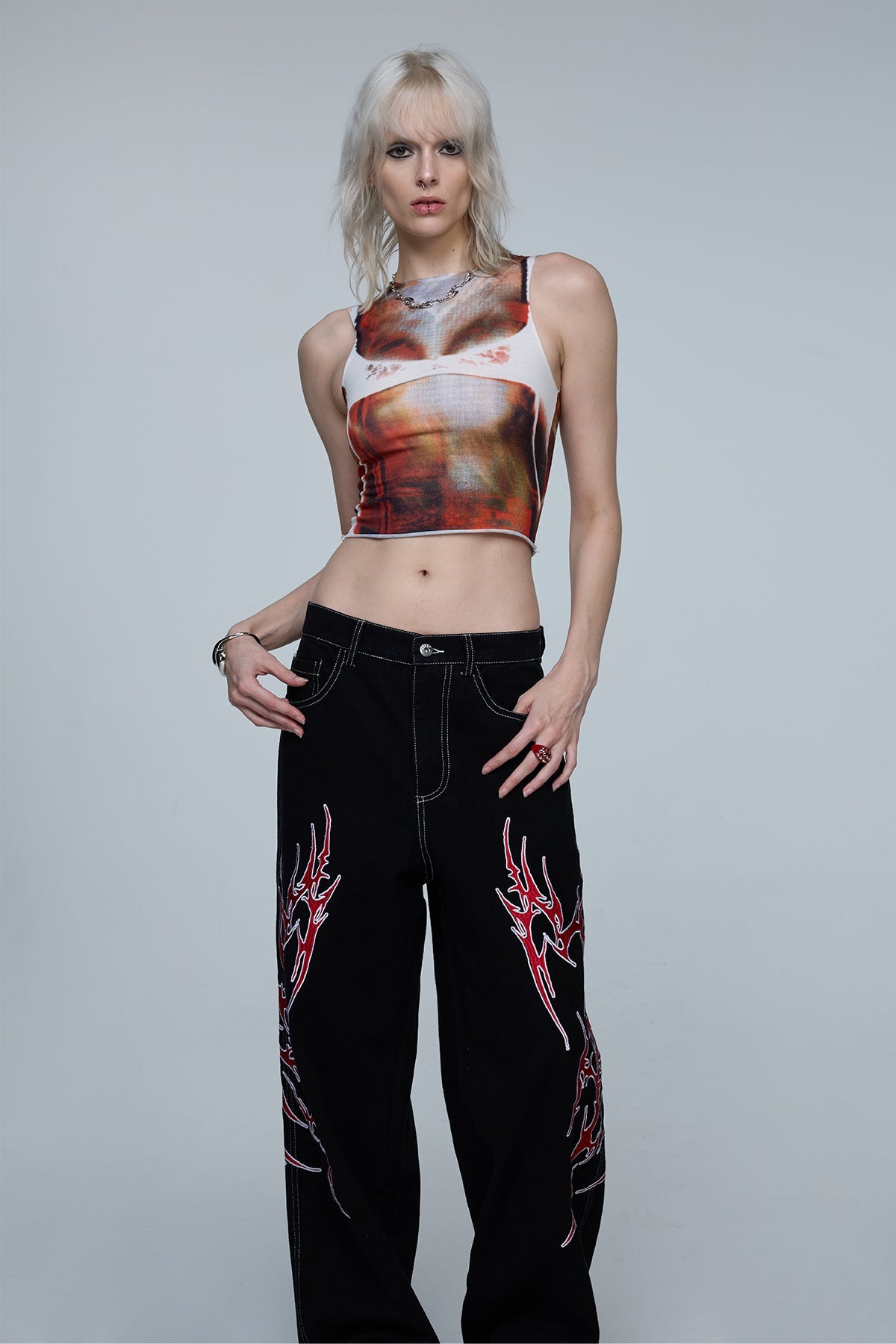 Static Split Crop Print Tank Top