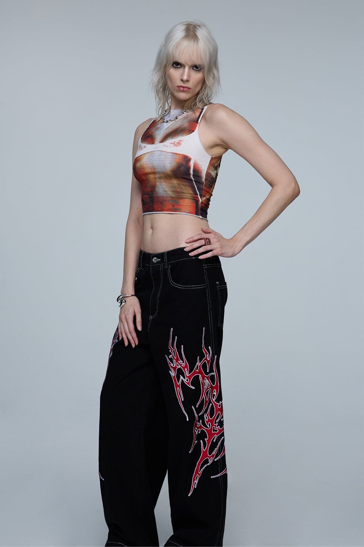 Static Split Crop Print Tank Top
