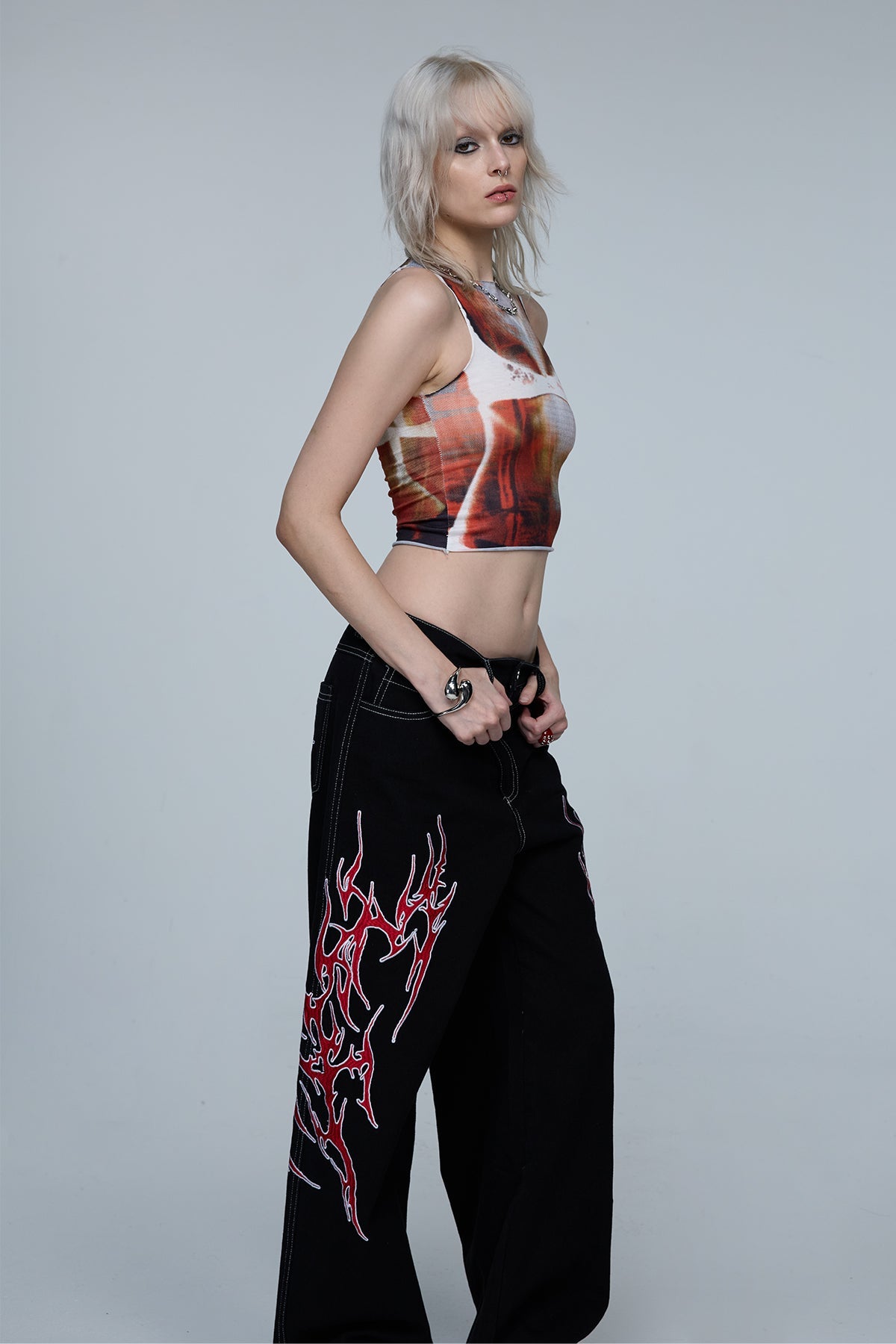 Static Split Crop Print Tank Top