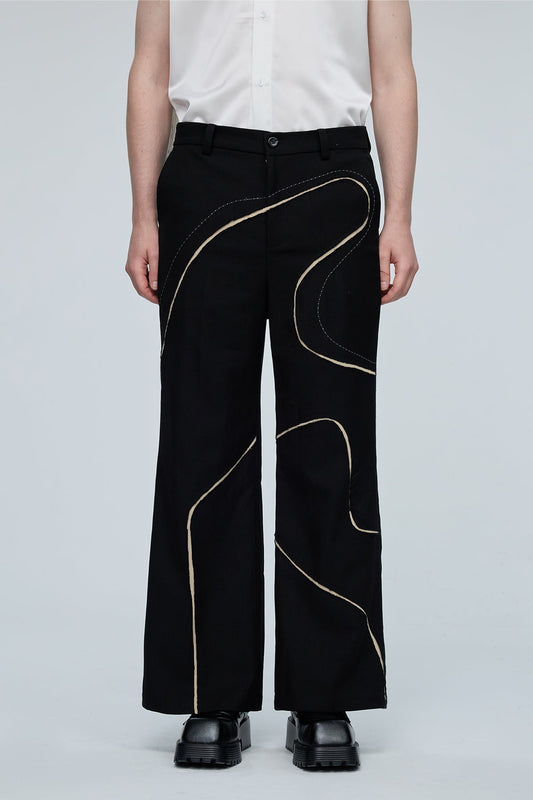 Static Swirl Straight Deconstructed Pants