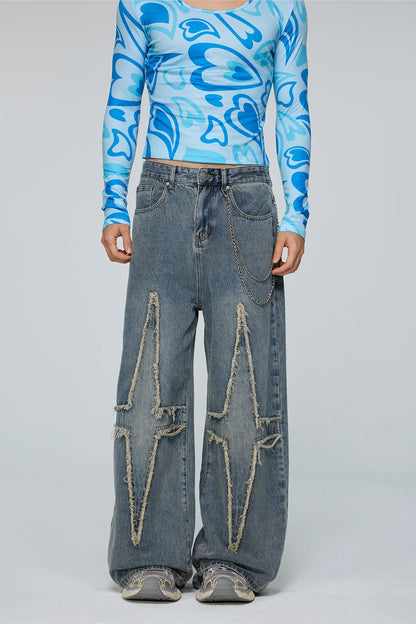 Static Wash Star Wide Leg Jeans