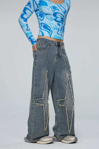 Static Wash Star Wide Leg Jeans