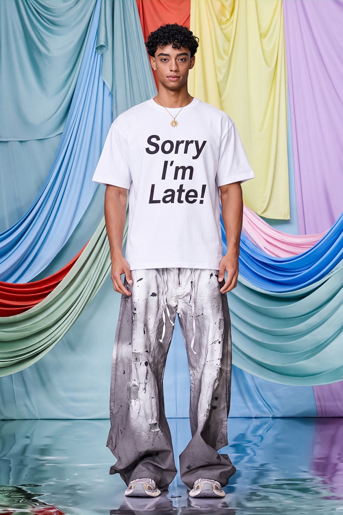 Static Pitch Print T-Shirt White