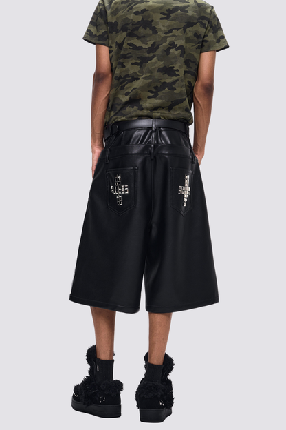 Steady Flow Double Waistband Leather Capri Pants