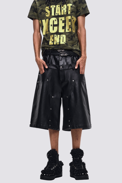 Steady Flow Double Waistband Leather Capri Pants
