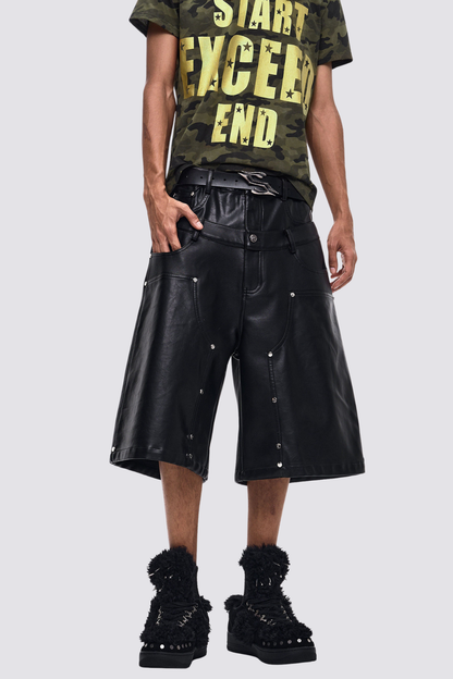 Steady Flow Double Waistband Leather Capri Pants