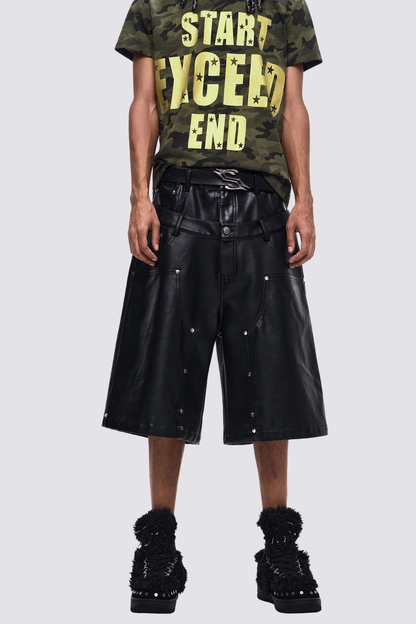 Steady Flow Double Waistband Leather Capri Pants