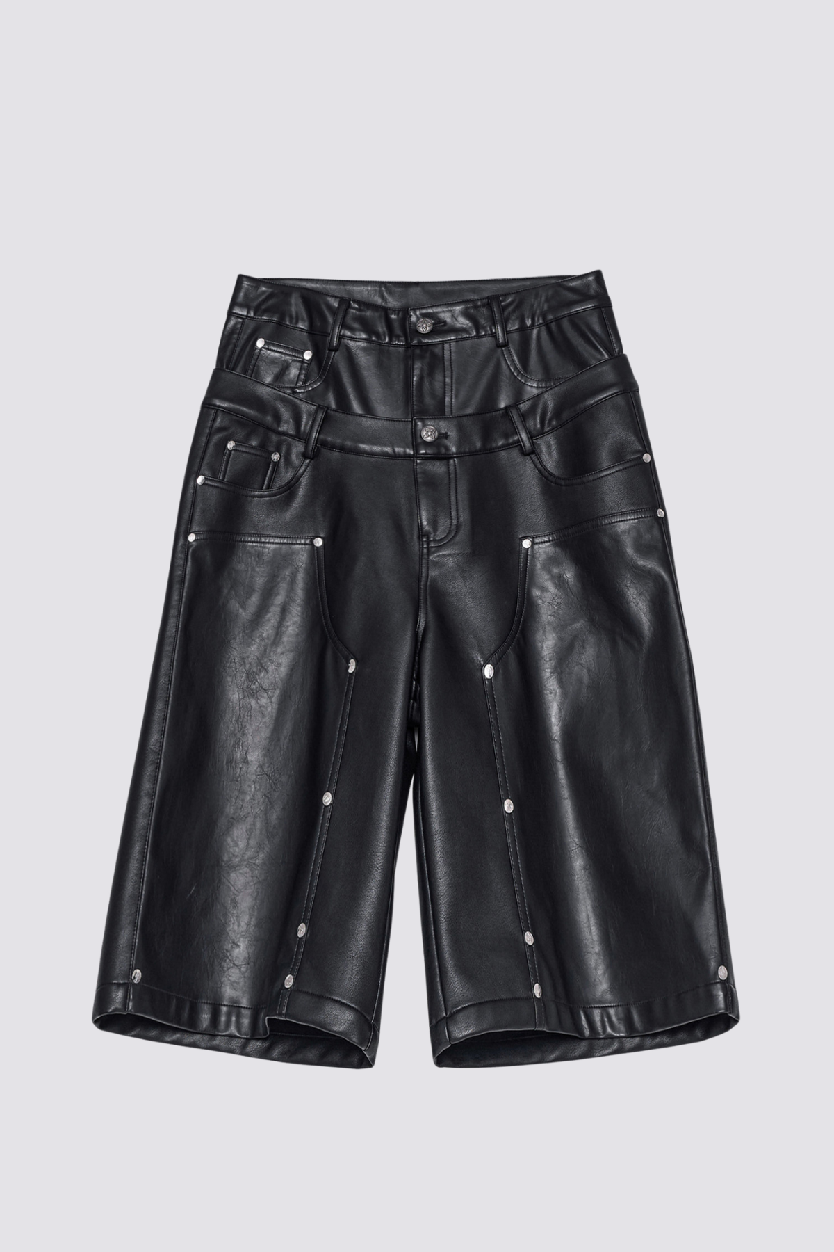 Steady Flow Double Waistband Leather Capri Pants