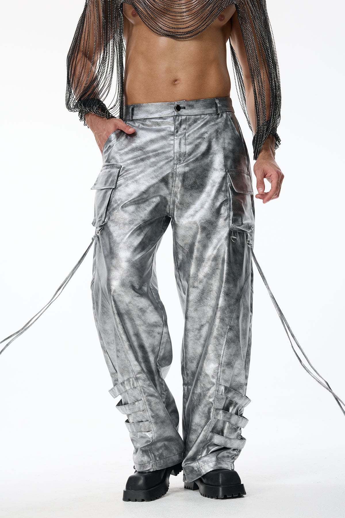 Steady Pace Metallic Straight Pants